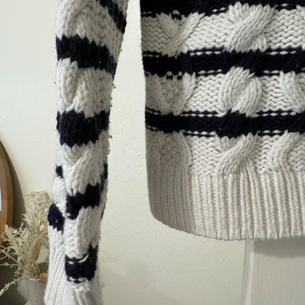 Sezane Sean Cardigan Ecru / Navy - Size XS - Picture 5 of 6